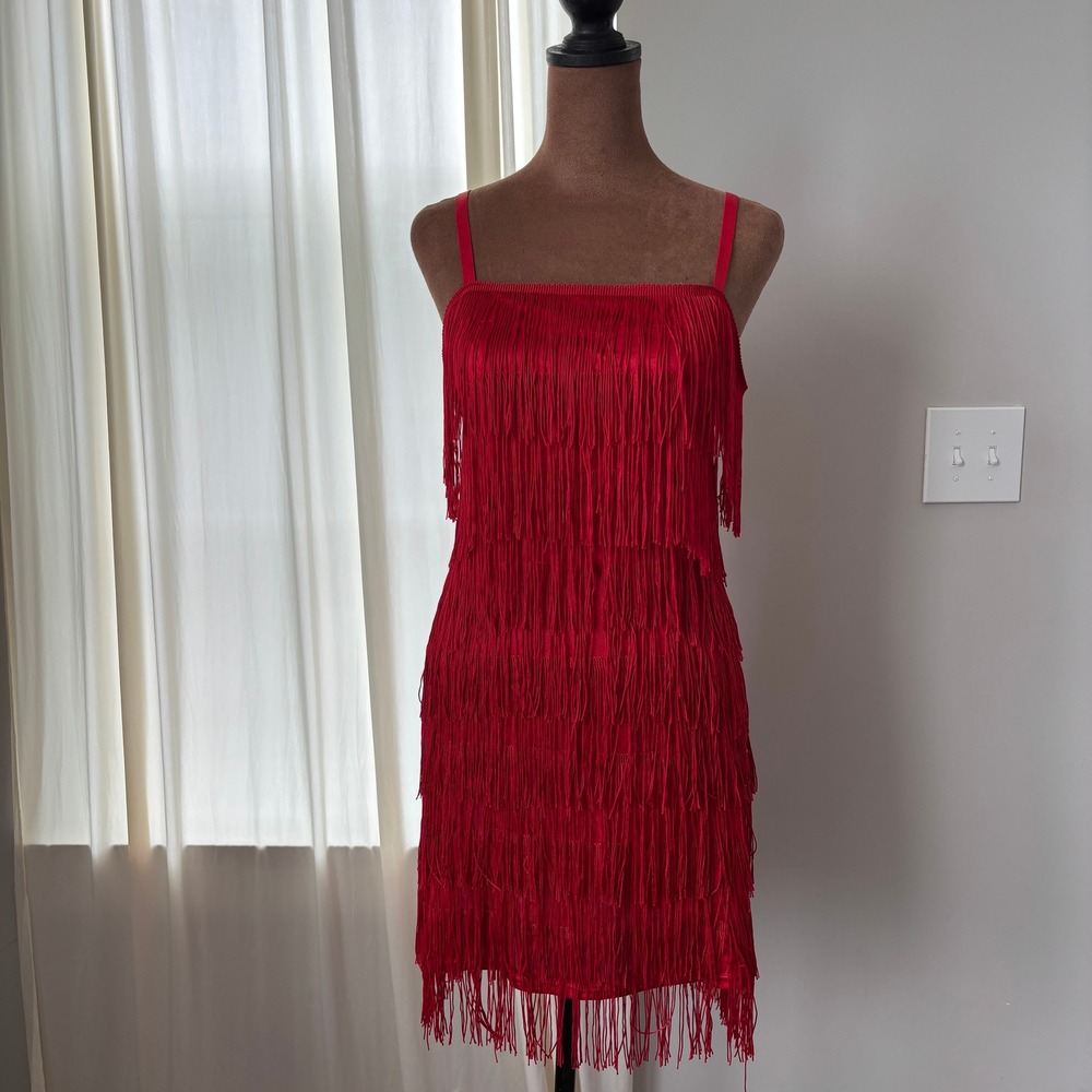 Unique Vintage Red Fringe Flapper Dress S Cocktail Party Retro Homecoming Y2K